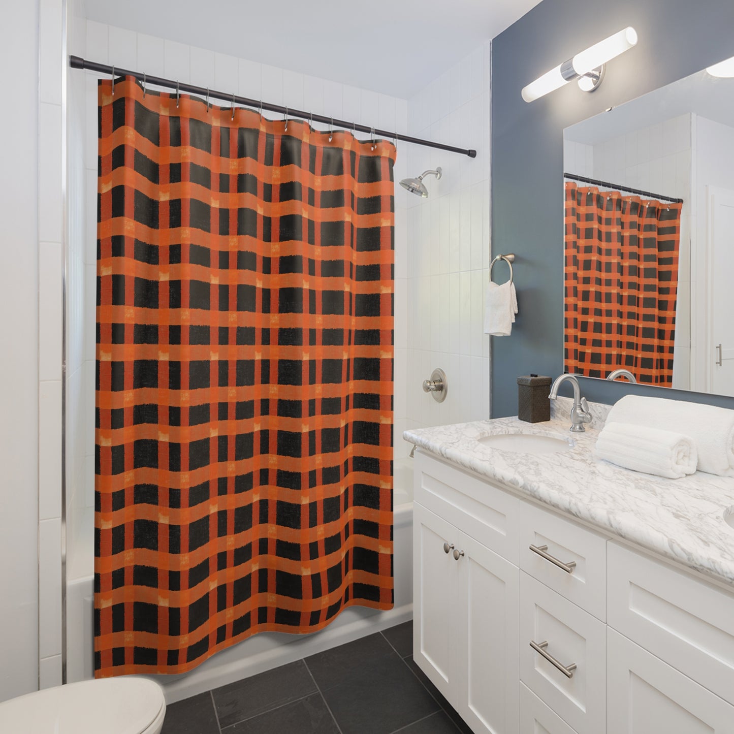 Halloween Bold Buffalo Check Shower Curtain