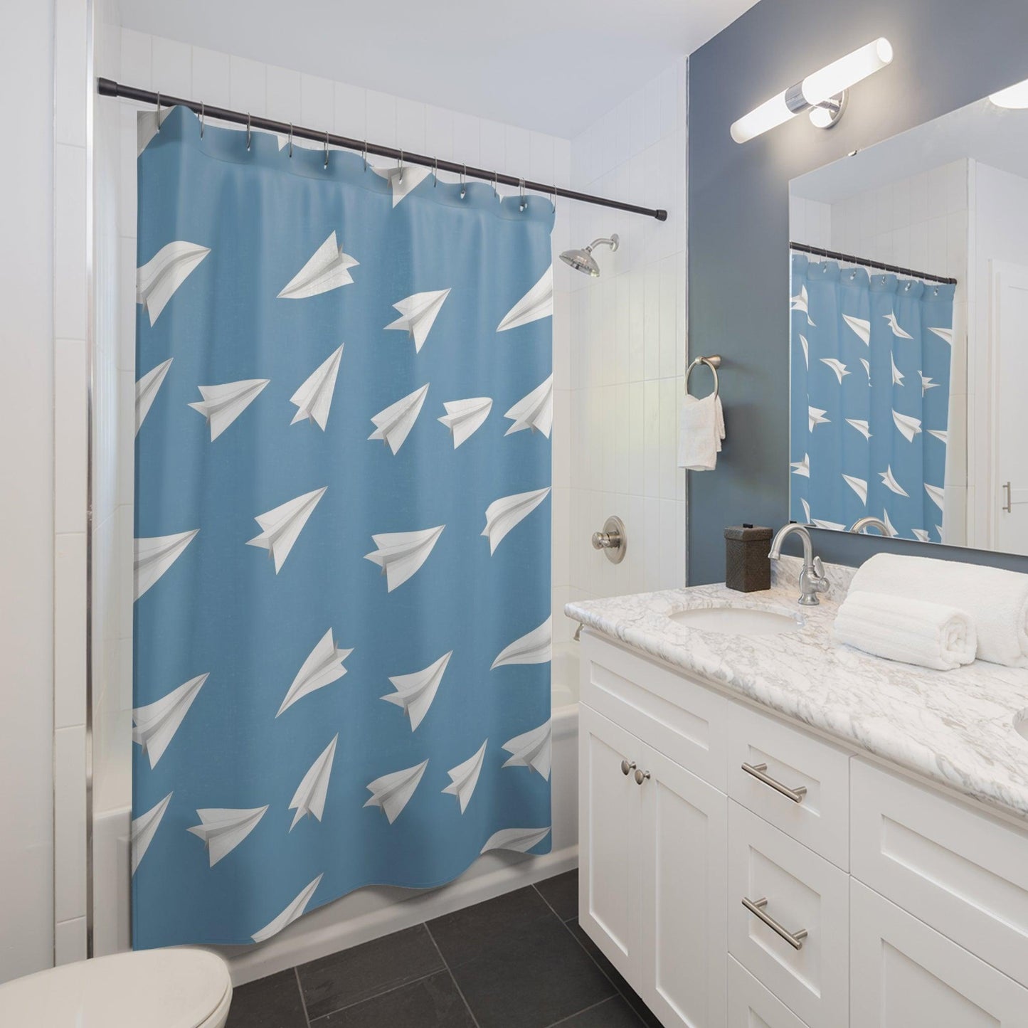 Paper Plane Adventure Shower Curtain