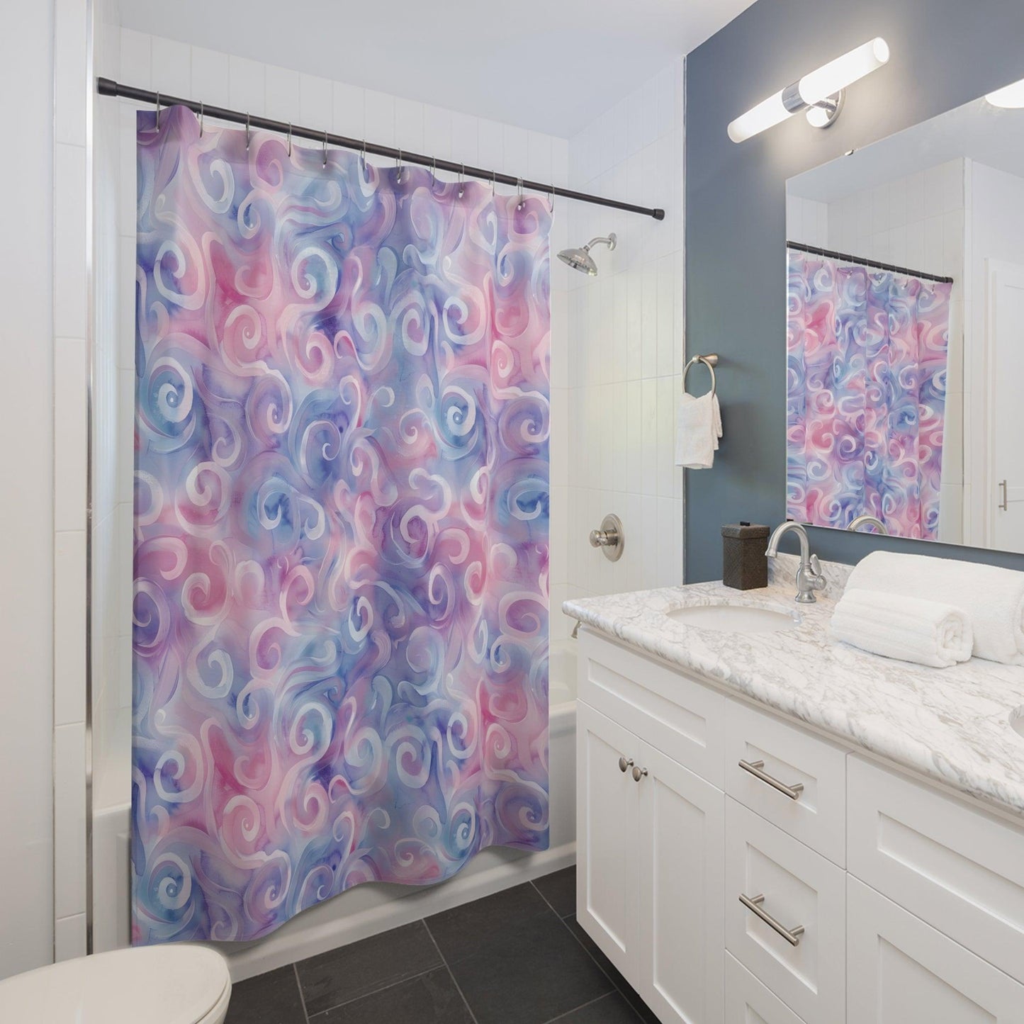 Pastel Watercolor Swirls Shower Curtain