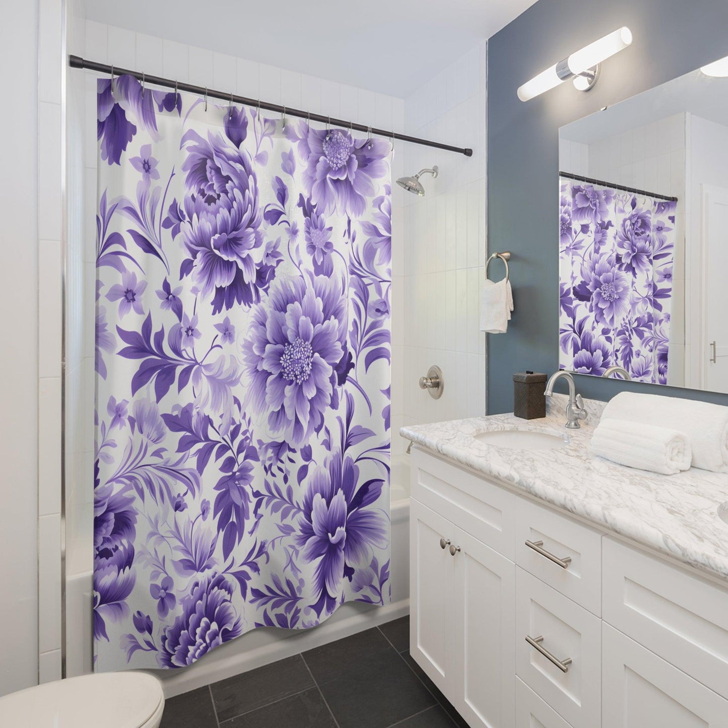 Purple Floral Shower Curtain