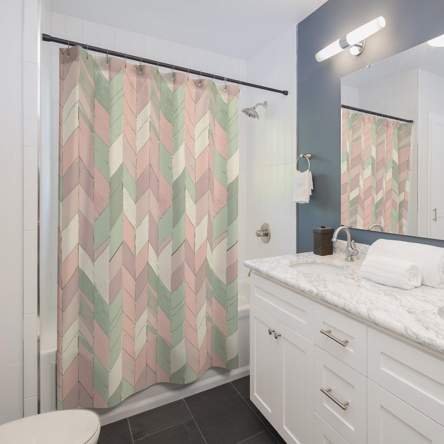 Pastel Herringbone Shower Curtain