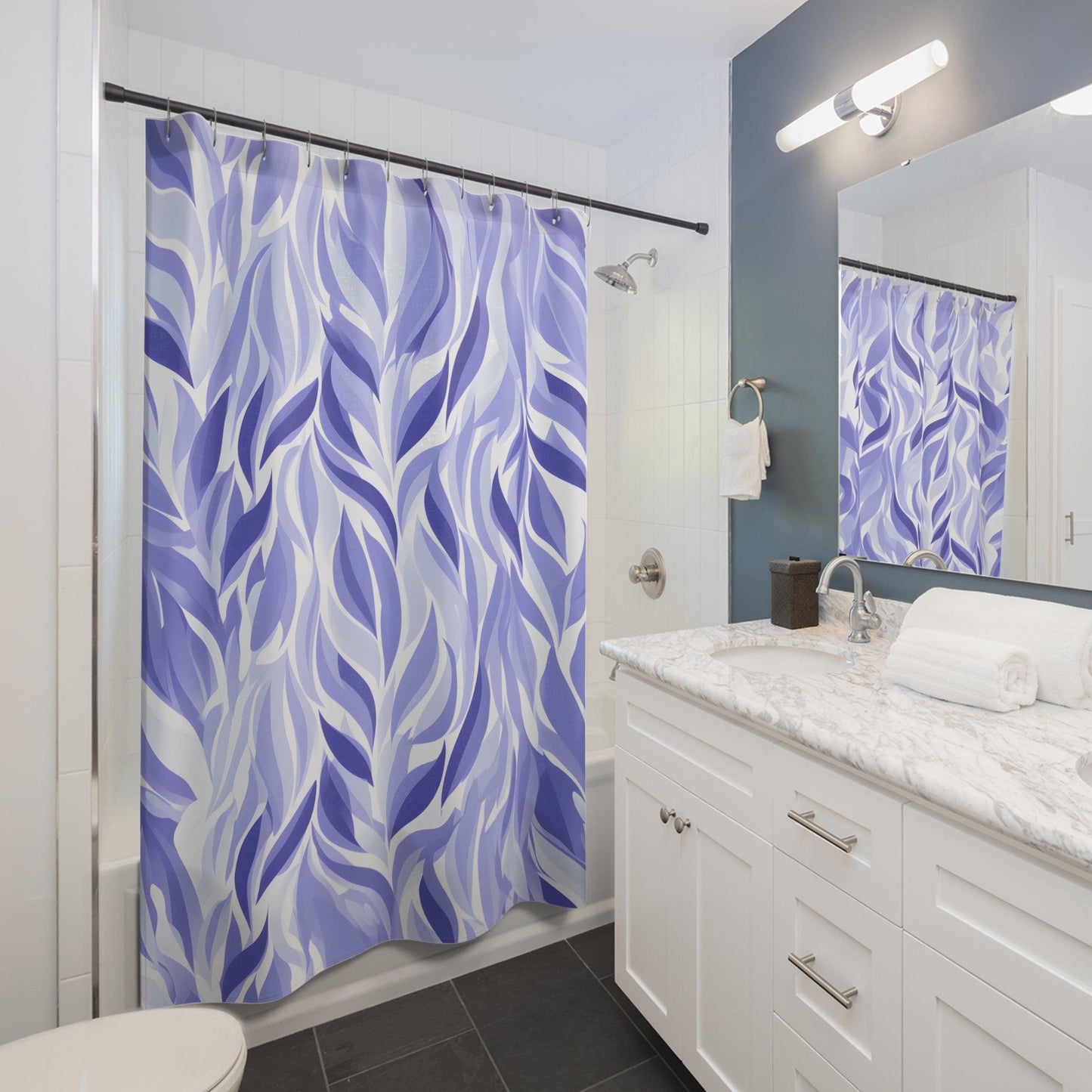 Periwinkle Leaves Shower Curtain