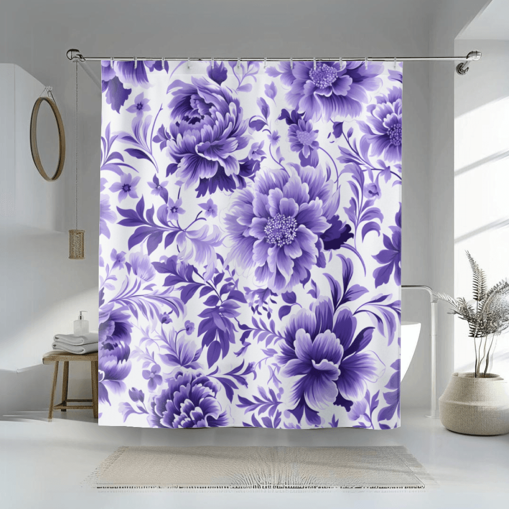 Purple Floral Shower Curtain