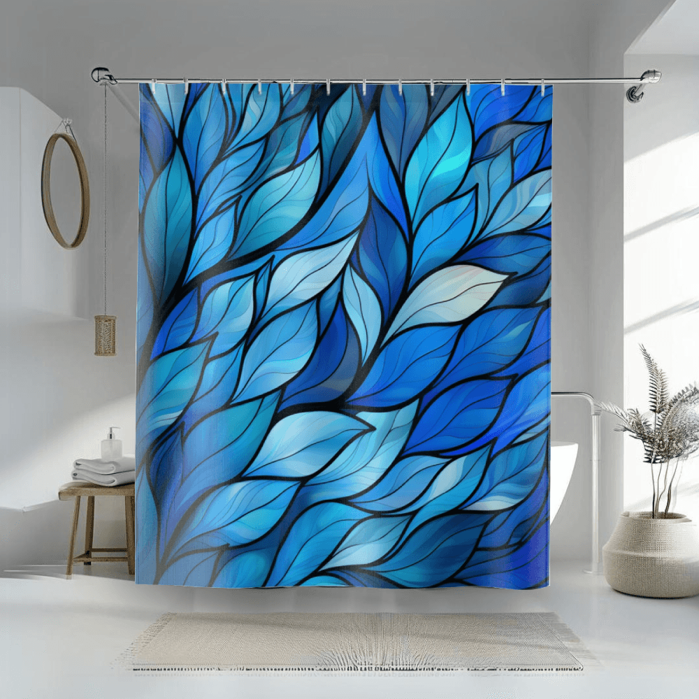 Blue Stained Glass Petals Shower Curtain