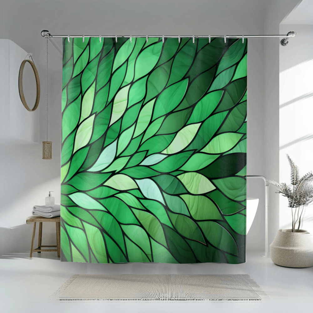 Green Stained Glass Petals Shower Curtain