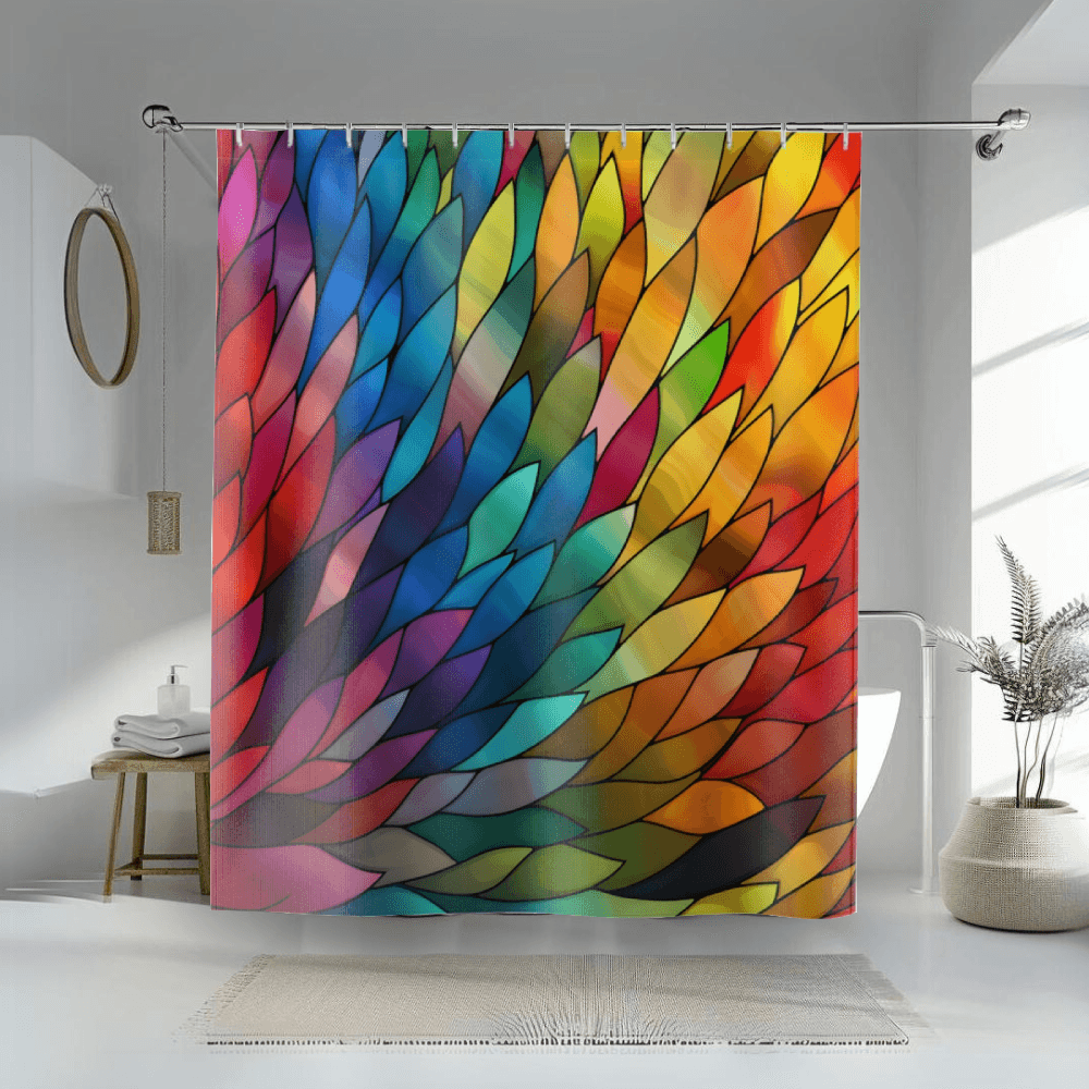 Rainbow Stained Glass Petals Shower Curtain