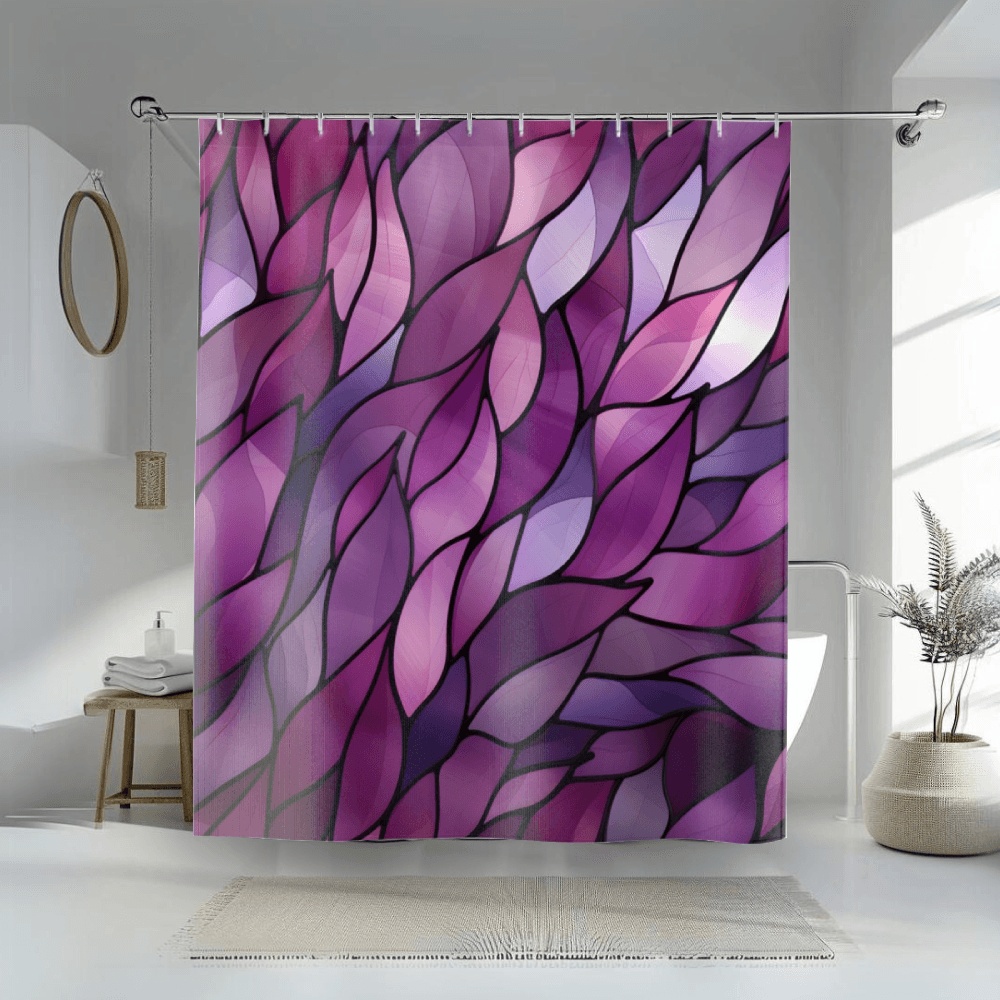 Purple Stained Glass Petals Shower Curtain