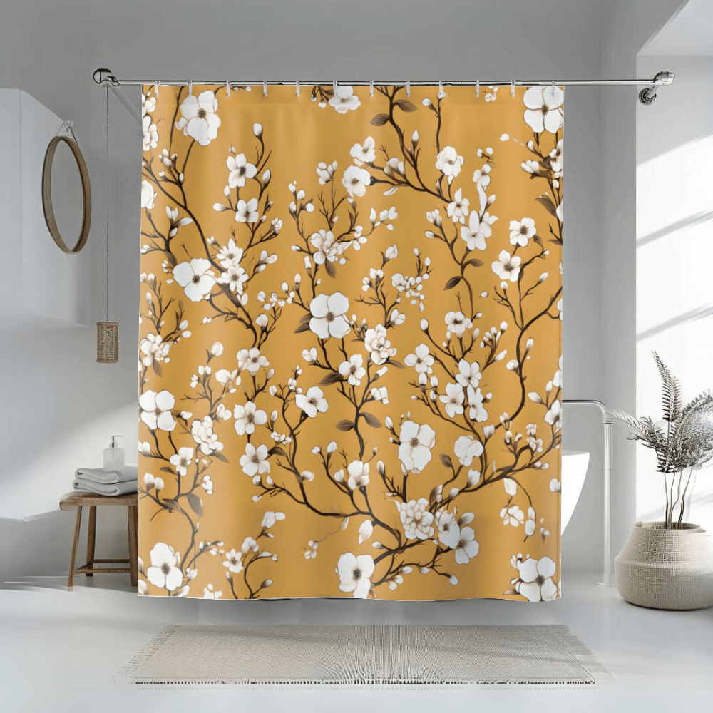 Yellow Modern Farmhouse Shower Curtains