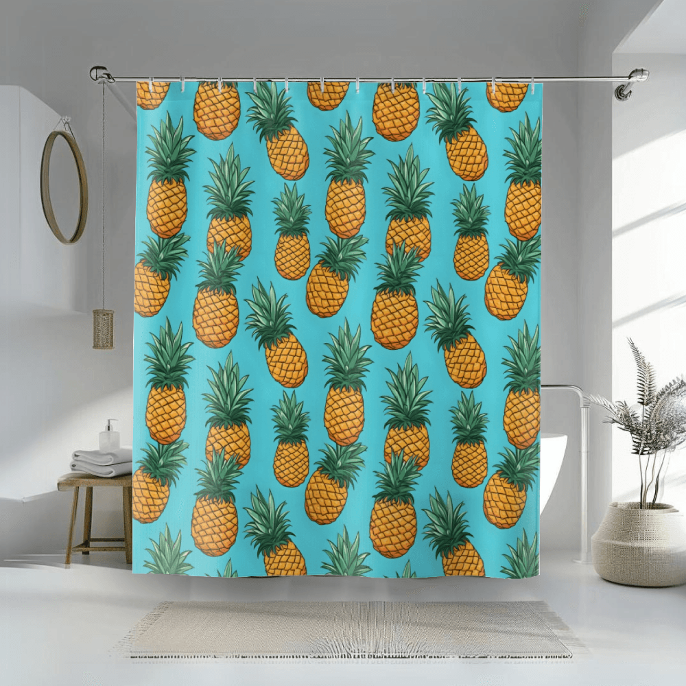 Pineapple blue Shower Curtains