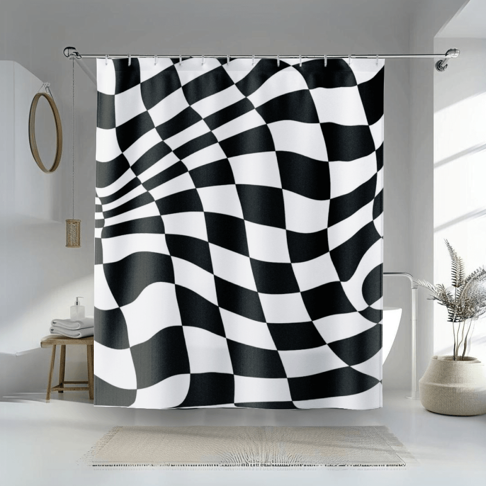 Wavy Checkered Shower Curtain