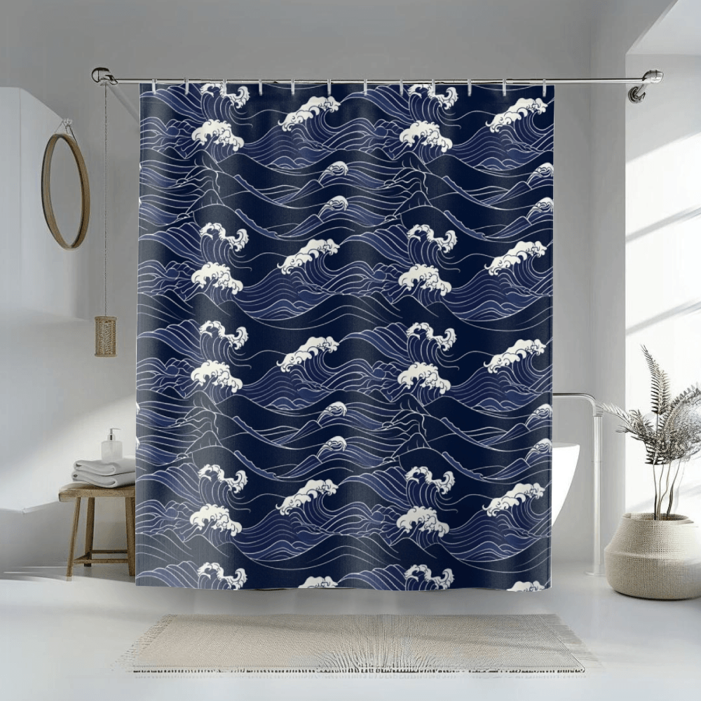 Indigo Waves Shower Curtain