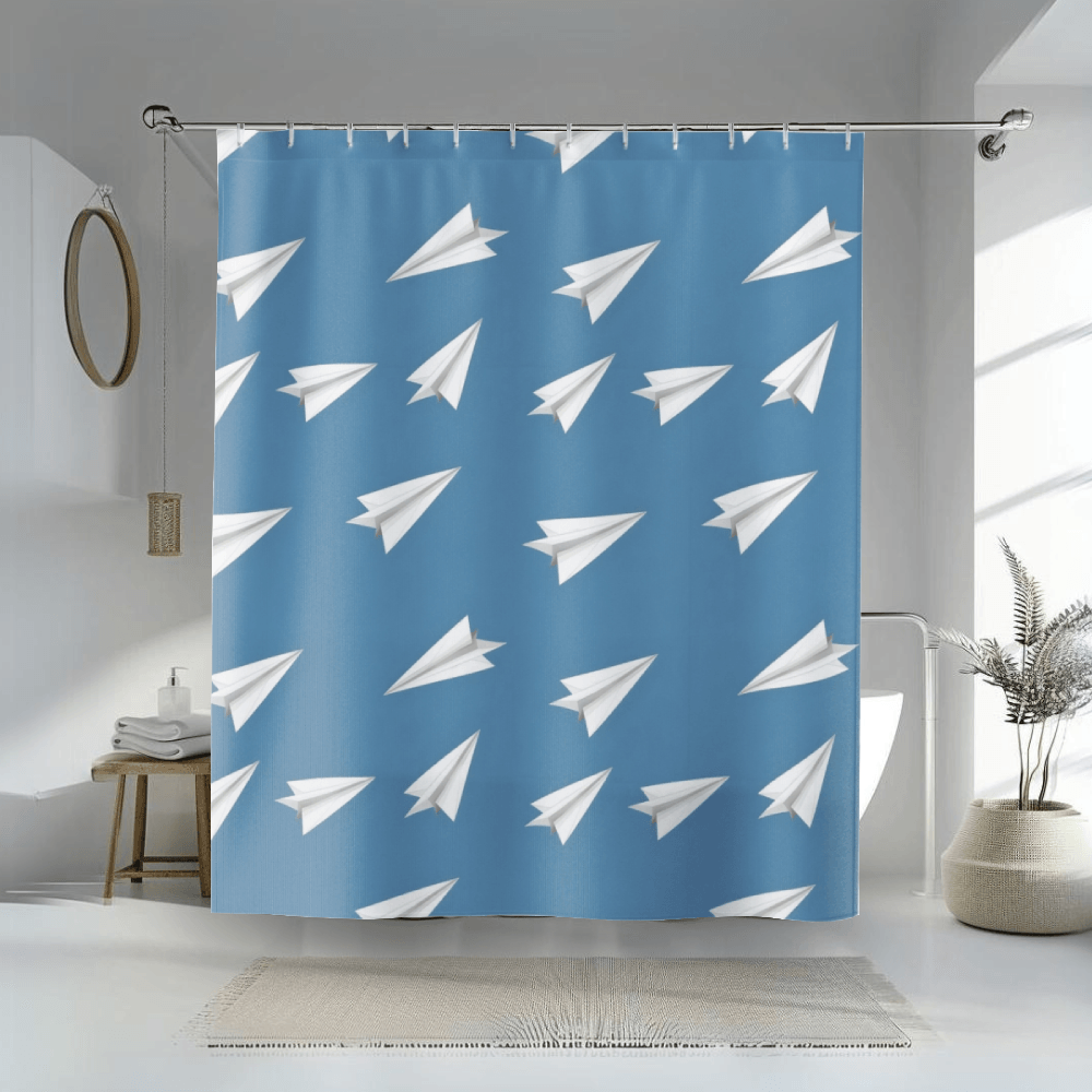 Paper Plane Adventure Shower Curtain