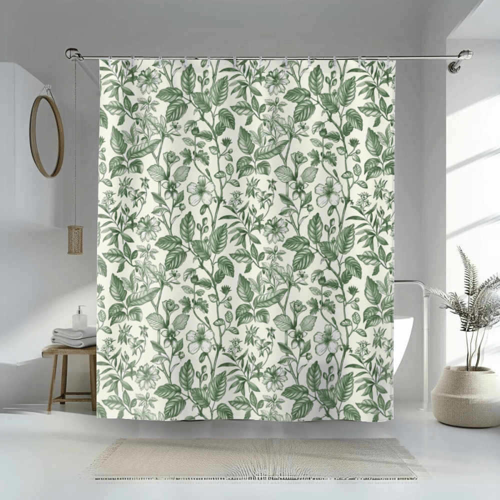 Green Botanical Bliss Shower Curtain