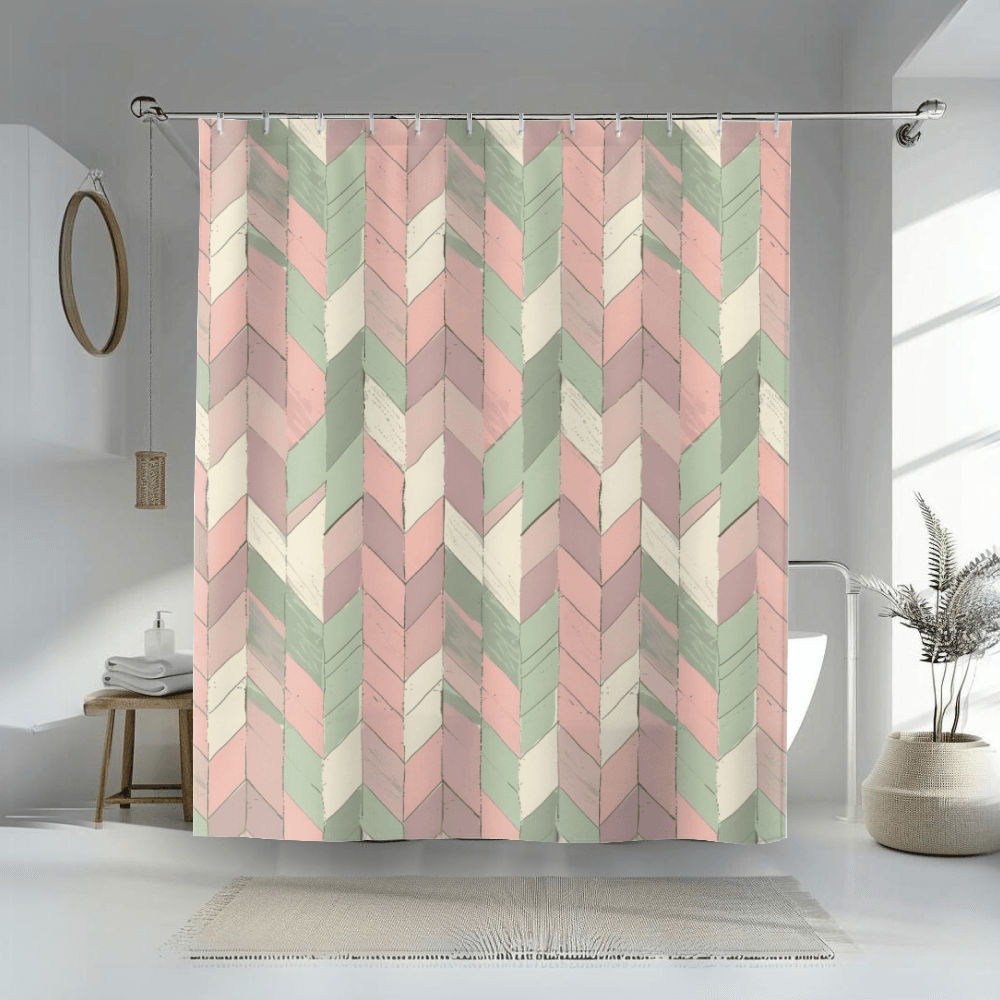 Pastel Herringbone Shower Curtain