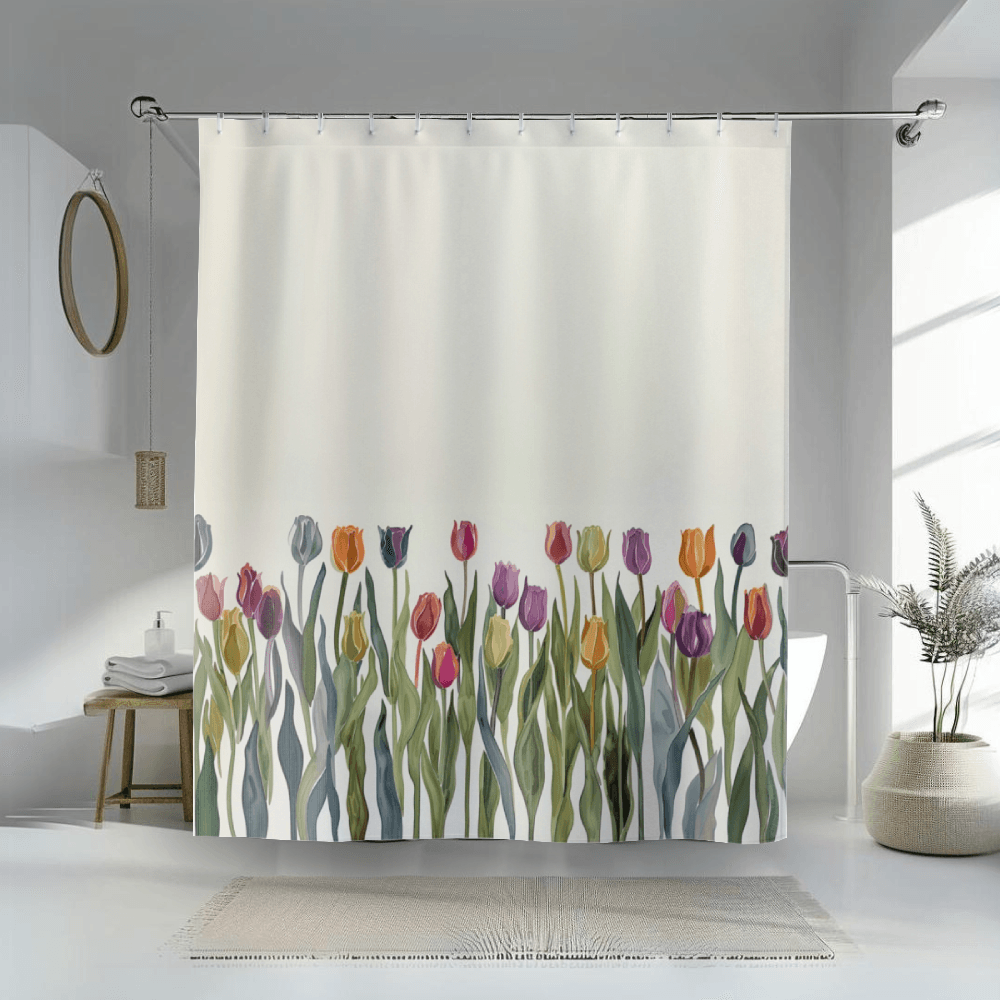 Watercolor Spring Tulips Shower Curtain