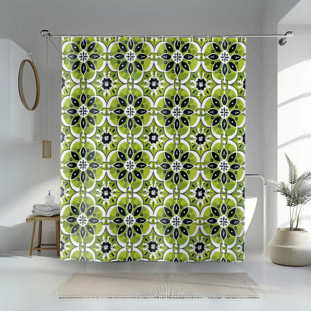 Lime Tile Shower Curtain