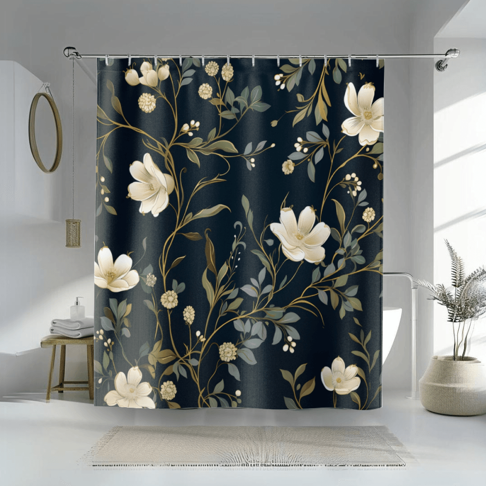 White Floral Elegance Shower Curtain