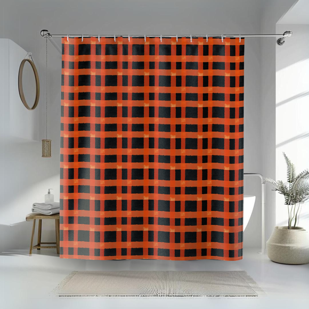 Halloween Bold Buffalo Check Shower Curtain