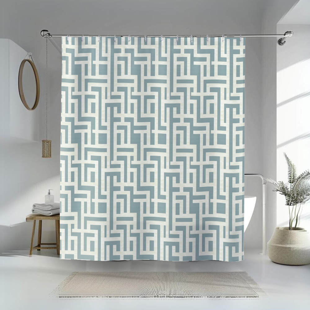 Blue Greek Key Shower Curtains