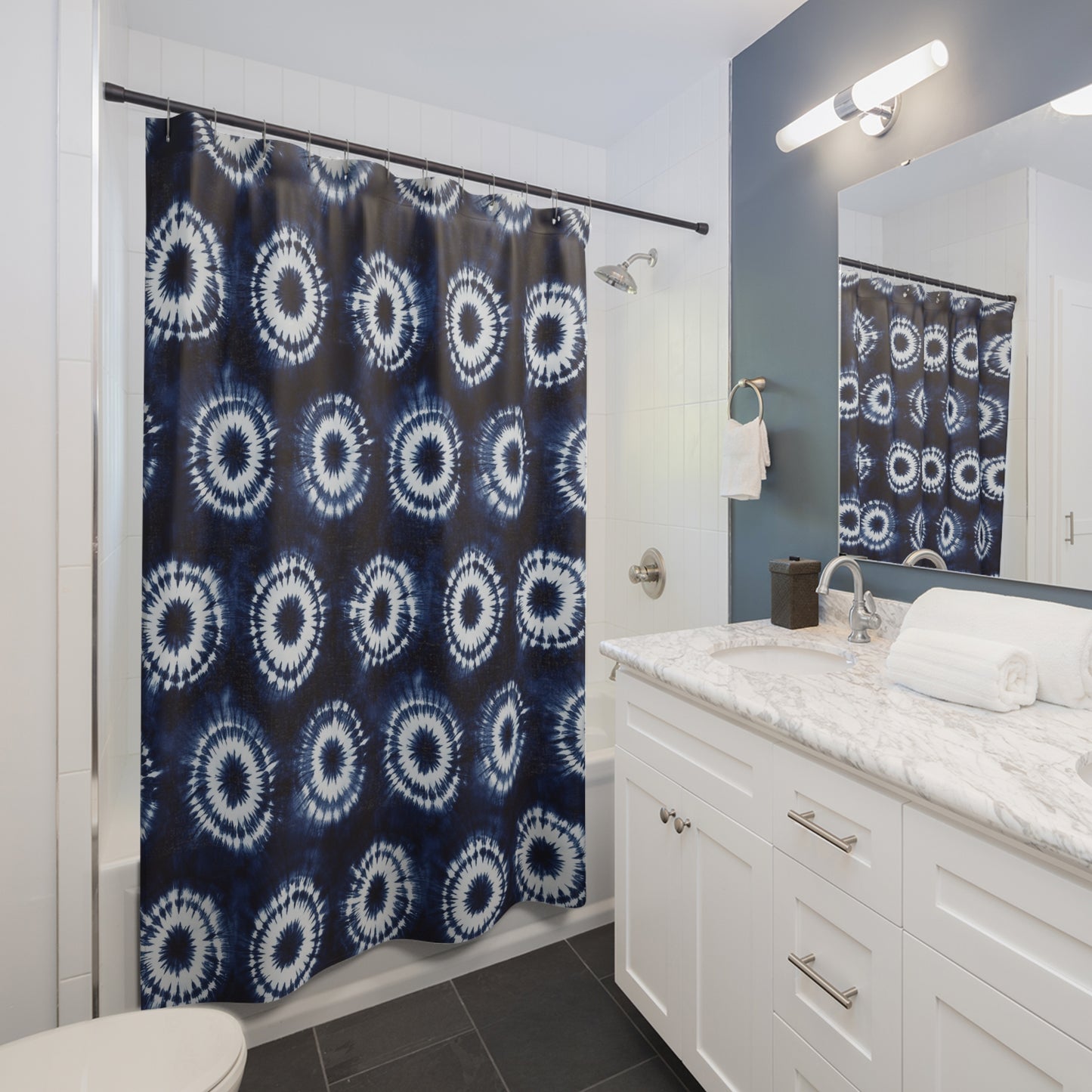 Blue Tie Dye Shower Curtains