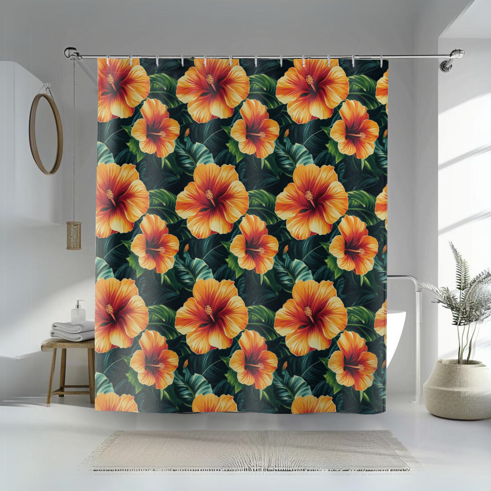 Tropical Hibiscus Shower Curtains