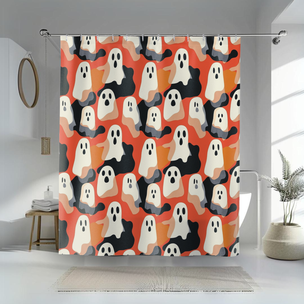 Orange Ghosts Shower Curtain